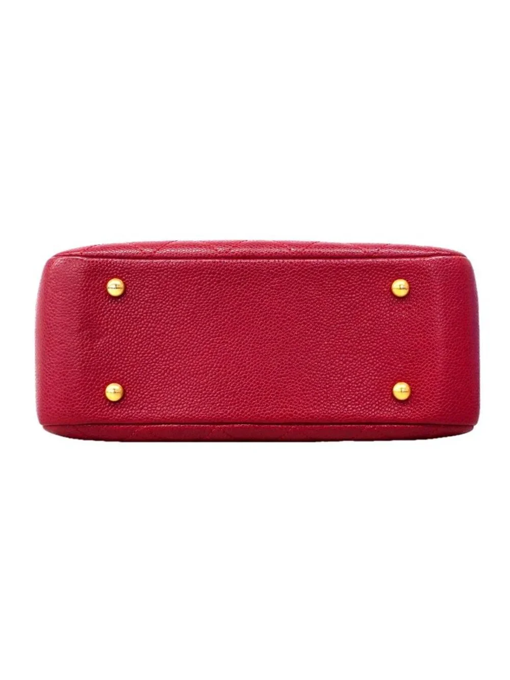 Chanel Handbag Quilted Caviar Leather Red Gold 2-Way Back